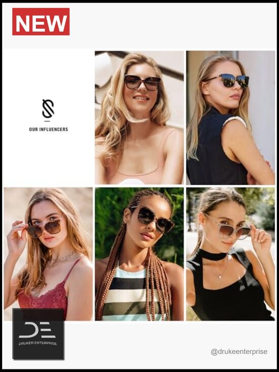 Square Sunglasses Women UV400 Protection Plastic Frame Metal Hinge